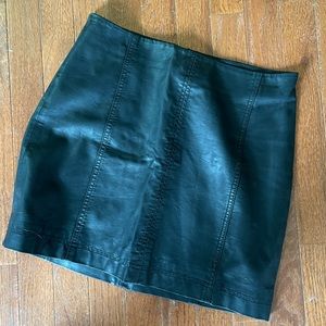 FREE PEOPLE Vegan Leather ‘Modern Femme’ Mini Skirt 0 Black